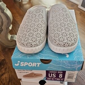 J Sport Women's Perforated Tan Slip-On Sneakers -size 8